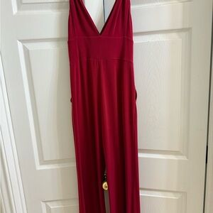 BCBGeneration Red Sleeveless Jumpsuit with V-Neckline